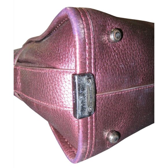 Coach Swagger 27 Cherry Metallic Pebble Leather Double Handle Satchel 36497 - Picture 6 of 15